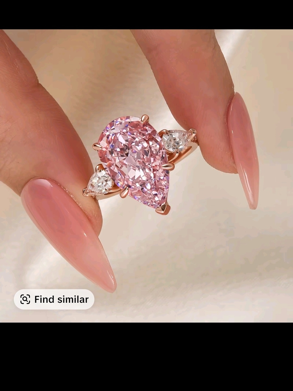 Rose Gold Pear-Cut Pink Center Ring with Side Stones